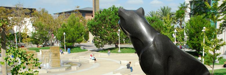 Panther looking over the Chapman Campus