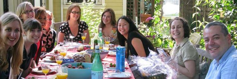 Chapman art history students at a lunch event.